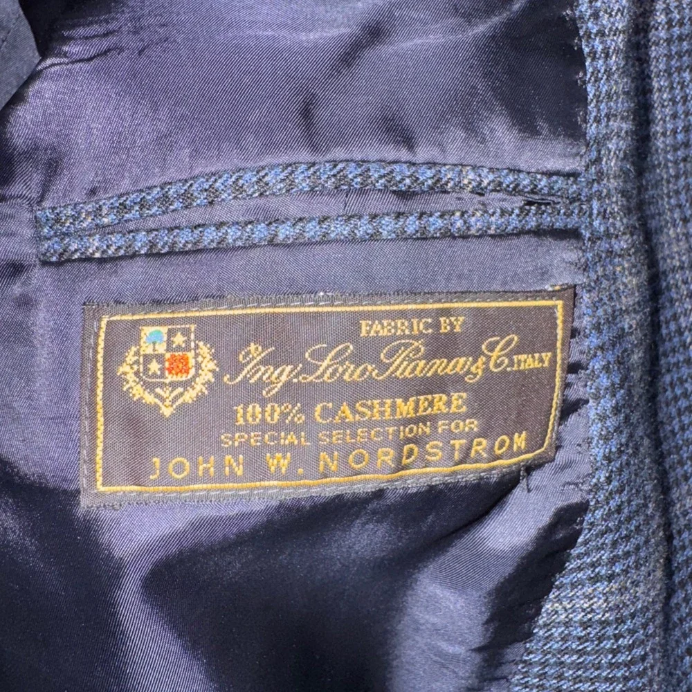 Napoli di Nordstrom Loro Piana 46L Cashmere Blazer‎ Blue Plaid Sport Coat  Mens